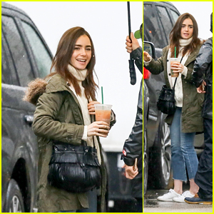 Lily Collins Arrives on the Set of Her Upcoming Movie With Zac Efron!