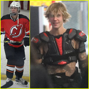 Justin Bieber Hits the Ice For Late Night Hockey Game
