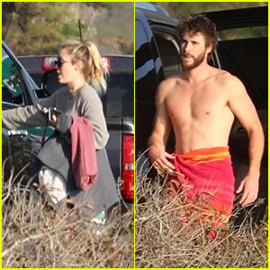 Miley Cyrus & Liam Hemsworth Have a Beach Day Together!