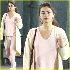 Selena Gomez Wears Pastel Pink at Church