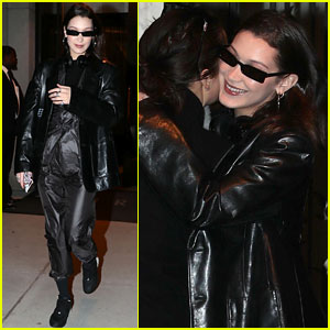 Bella Hadid Looks Sleek in Black Leather for Night Out on the Town