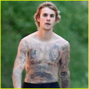 Justin Bieber Shows Off His Tattoos During a Sunday Stroll