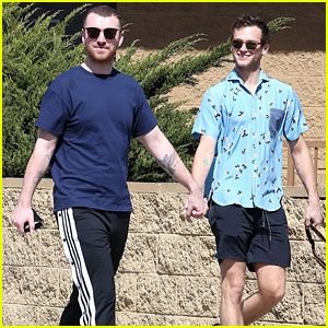 Sam Smith & Brandon Flynn Hold Hands While Walking Their Dog in LA!
