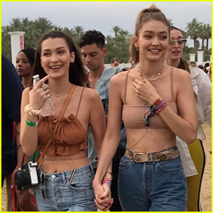 Gigi & Bella Hadid Are Twinning in Crop Tops & Denim at Coachella