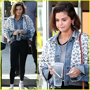 Selena Gomez Picks Up a Cold Drink After All-Girls Slumber Party