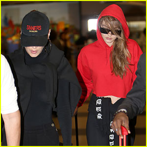 Gigi Hadid & Sister Bella Make a Low-Key Arrival at JFK Airport