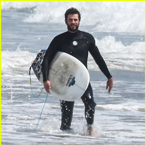 Liam Hemsworth Rides Waves at the Beach in Malibu!