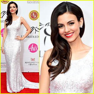 Victoria Justice Dazzles in Silver Sequin Dress at Kentucky Derby