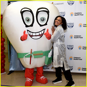 China Anne McClain Dances Around With Giant Tooth at Guardian & Children's Health Fun Oral Hygiene Launch
