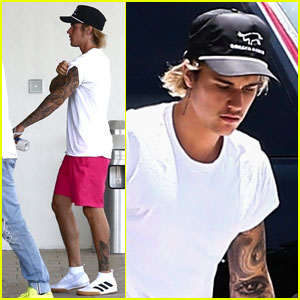 Justin Bieber Shows Off His Tattoo Sleeves While Arriving at Miami Hotel
