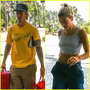 Justin Bieber & Hailey Baldwin Hop a Flight Out of Miami Together!
