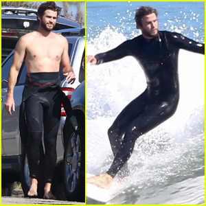 Liam Hemsworth Goes Shirtless While Surfing in Malibu!