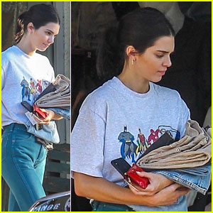 Kendall Jenner Sports Vintage 'Justice League' Shirt