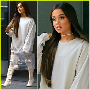 Ariana Grande Carries 'Sweetener' Tote While Heading Out to Promote New Album
