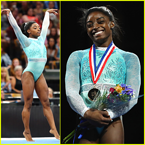 Gymnast Simone Biles Wears Teal Leotard for Sexual Assault Awareness While Winning Her 5th National Title