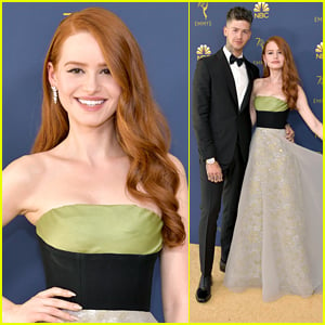 Madelaine Petsch Glistens in Gold & Green at Emmy Awards 2018