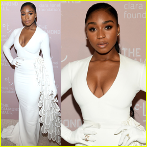 Normani Stuns in All White Gown For Rihanna's Diamond Ball 2018