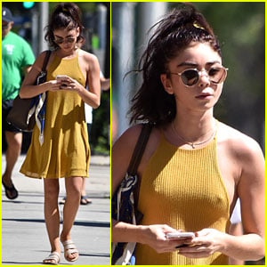 Sarah Hyland Matches Her Scrunchie to Her Dress While Strolling in LA