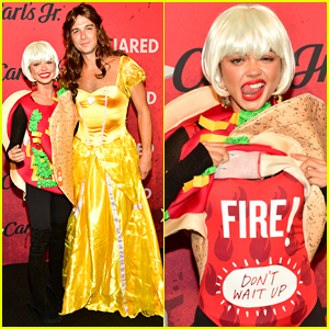 Sarah Hyland & Wells Adams Dress as Taco Bell for Just Jared's Halloween Party!