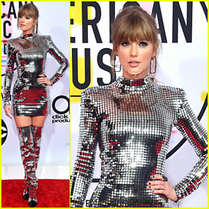 Taylor Swift Wears Disco Ball-Inspired Dress & Boots to AMAs 2018!