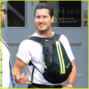 Val Chmerkovskiy Wears His Backpack Backwards In NYC