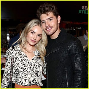 Gregg Sulkin & Girlfriend Michelle Randolph Couple Up for Hulu's Holiday Party!