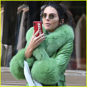 Kendall Jenner Dons Furry Green Coat & Long Nails While Out on Her Birthday!