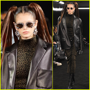 Kaia Gerber Sports Pigtails for Alexander Wang Fashion Show!