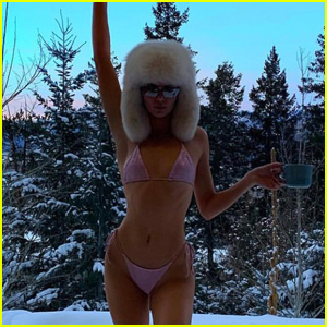Kendall Jenner Poses in Pink Bikini Outside in Aspen!
