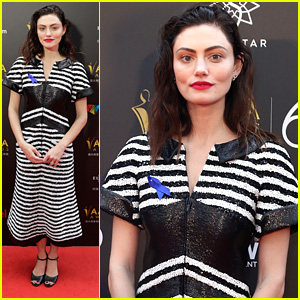 Phoebe Tonkin Attends AACTA Awards 2018 Wearing Blue Ribbon For Detention Center Awareness