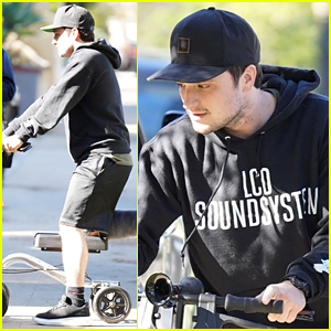 Josh Hutcherson Wears a Cast on His Leg While Grabbing Coffee