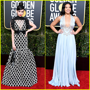 Sofia Carson & Gina Rodriguez Arrive In Style For Golden Globes 2019
