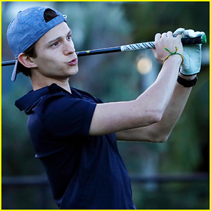 Tom Holland Practices His Golf Swing for Sony Open in Hawaii