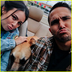 Janel Parrish & Carlos PenaVega Continue Filming 'Mighty Oak' With Larry the Dog!