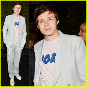 Nick Robinson Suits Up in Light Blue for Dior's Pre-Grammys Event