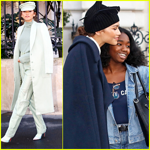 Zendaya Wears Chic Mint Green Suit For TommyxZendaya Fashion Show Casting in Paris