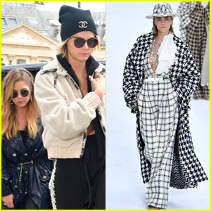Cara Delevingne & Girlfriend Ashley Benson Attend Chanel Fashion Show in Paris
