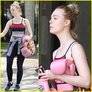 Elle Fanning Carries Cute Strawberry Bag After Workout
