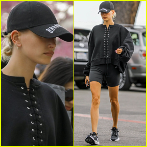 Hailey Bieber Wears Neon Workout Outfit to Pilates Class in WeHo