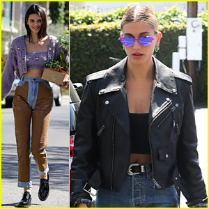 Kendall Jenner & Hailey Bieber Rock Purple After Morning Workout Together