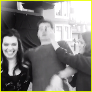 Laura Marano Tried To Smash Pudding in Gregg Sulkin's Face on 'Cinderella' Set - See The Video!