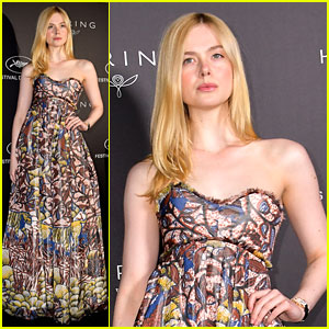 Elle Fanning Wears a Painting on Her Dress at Kering Women In Motion Awards 2019