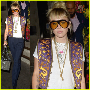 Miley Cryus Goes Retro For Late Night Dinner in Mayfair