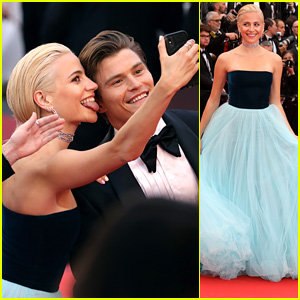 Pixie Lott Breaks Selfie Ban Rule at Cannes Film Festival with Fiance Oliver Cheshire