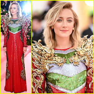 Saoirse Ronan Stuns in Red Gucci Gown For Met Gala 2019