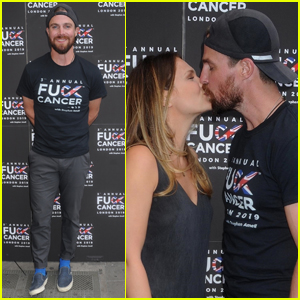 Stephen Amell & Wife Cassandra Share a Kiss Arriving at F Cancer Benefit!