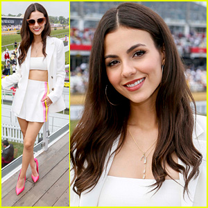 Victoria Justice Adds Pop of Pink To Preakness Stakes Look