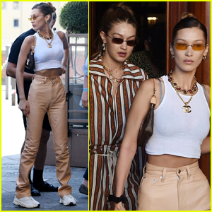 Bella Hadid Bares Her Abs Shopping with Gigi in Italy