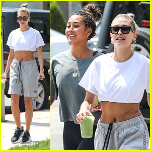 Hailey Bieber Goes On A Smoothie Run With A Friend