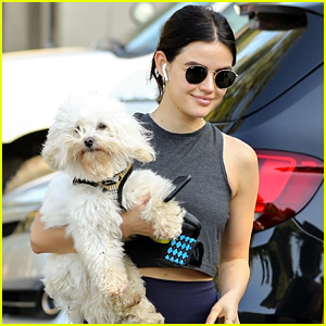 Lucy Hale Carries Her Dog, Elvis, After a Hike in LA!